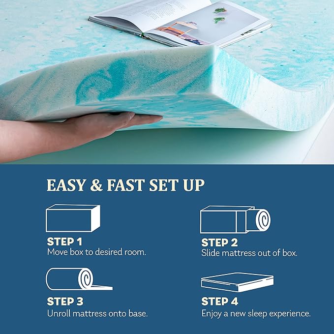EGO Topper 4 Inch King Memory Foam Mattress Topper, Gel Foam Mattress Topper - Image 6