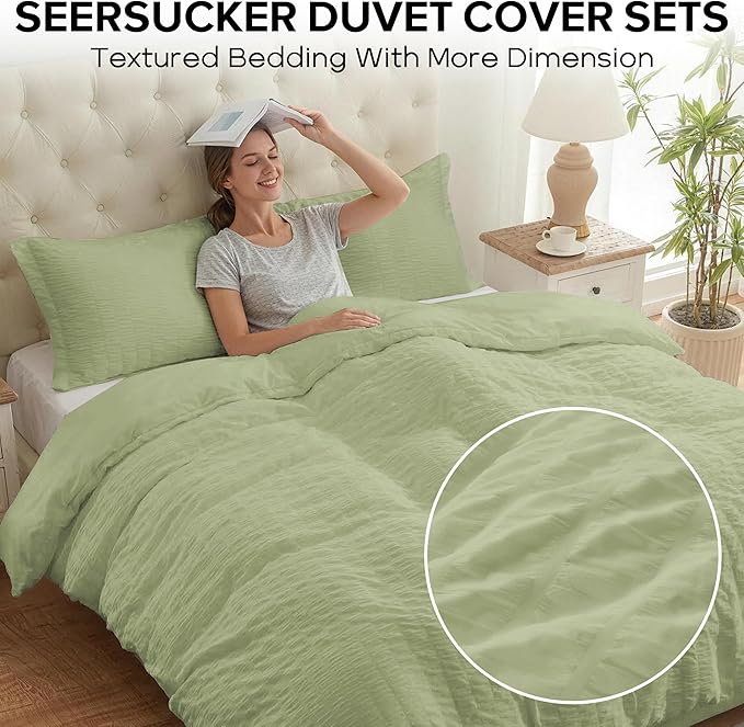 Cozyide Green Duvet Cover Queen Size, 3 Pieces Bedding Duvet Covers, Soft - Image 2