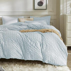 JELLYMONI Baby Blue Duvet Cover Full Size, Soft Breathable Seersucker Duvet by JELLYMONI