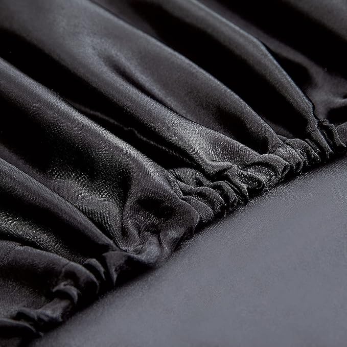 Homiest Black Satin Fitted Sheet Queen Size, Deep Pocket, Luxury & Ultra Soft - Image 4
