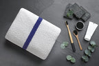 Avalon Towels 100% Cotton Pool Towels White Beach Towels Blue Stripe Pack of 12 - Image 2
