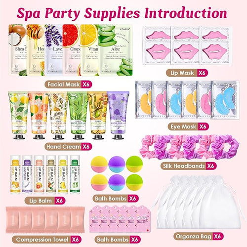 60PCS Spa Party Supplies for Girls, Include Face Masks, Hand Cream, Lip Balm - Image 2