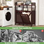 Homykic Tilt Out Laundry Hamper Cabinet, Bamboo Double Laundry Hamper - Image 5