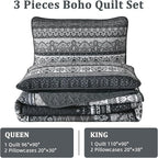 WONGS BEDDING Boho King Quilt Set, Lightweight Bed Decor Bedspread - Image 7