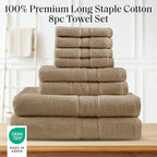 Madison Park 800GSM Bathroom Towel Set of 8 100% Cotton Bath Towel Set - Image 2