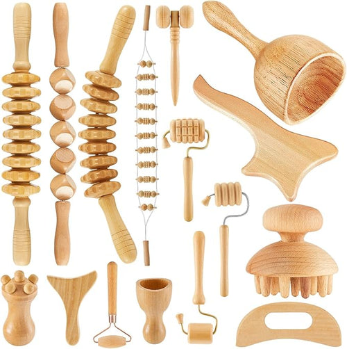 16-in-1 Wood Therapy Massage Tools Set Maderoterapia Kit Therapy Tools by Boao