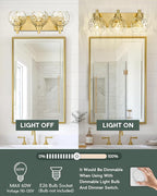 Bathroom Light Fixtures Over Mirror, 3-Light Brushed Gold Vanity Light - Image 5