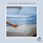 Linen Home 100% Cotton Percale Weave Fitted Sheet, Twin Size, Baby Blue - Image 3