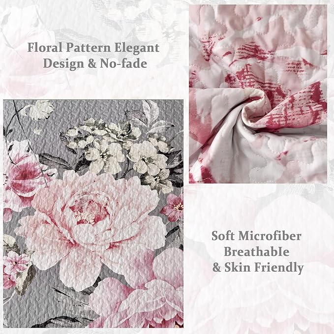WONGS BEDDING Floral Quilt Set Queen - Image 4