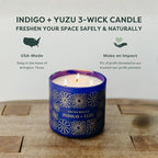 Calyan Wax Co. Indigo & Yuzu 3 Wick Scented Candle - Image 4