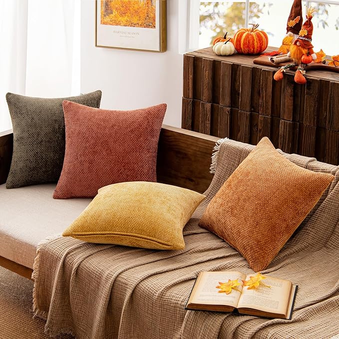 MIULEE Pack of 4 Orange/Yellow Couch Throw Pillow Covers 18x18 Inch Halloween - Image 9