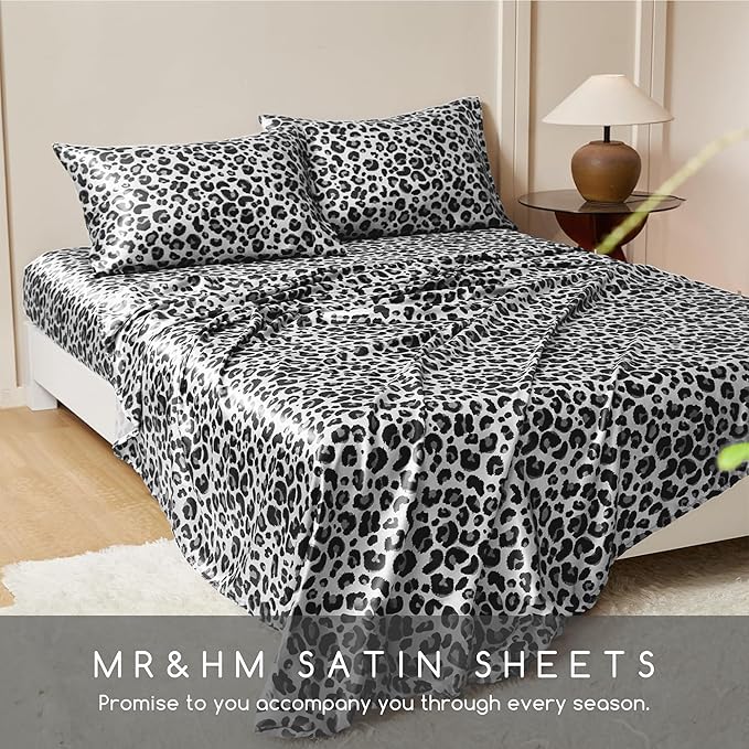 MR&HM Satin Sheets with Elastic Corner Straps, Full Size Sheets Set - Image 8