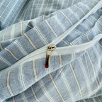 PinkMemory Blue Striped Duvet Cover Set King 100% Washed Cotton Blue Stripes - Image 6