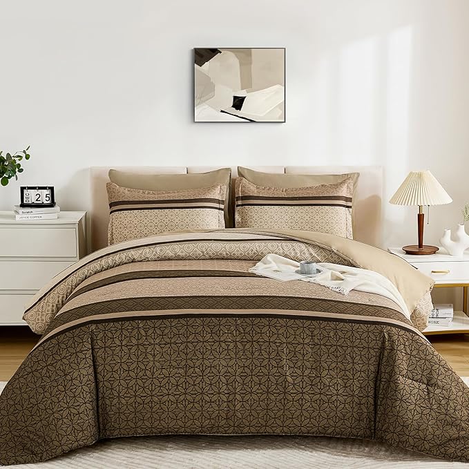WONGS BEDDING Comforter Set Full Size, Minimalist Geometric Soft Lightweight - Image 2