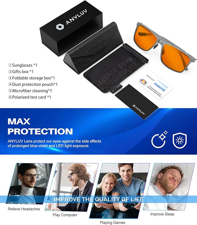 ANYLUV Blue Light Glasses Men, Relieve Eyestrain and Eye Protection, Al-Mg - Image 7