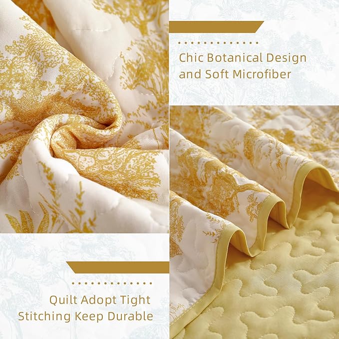 WONGS BEDDING Botanical Quilt Set Queen Size - Image 6
