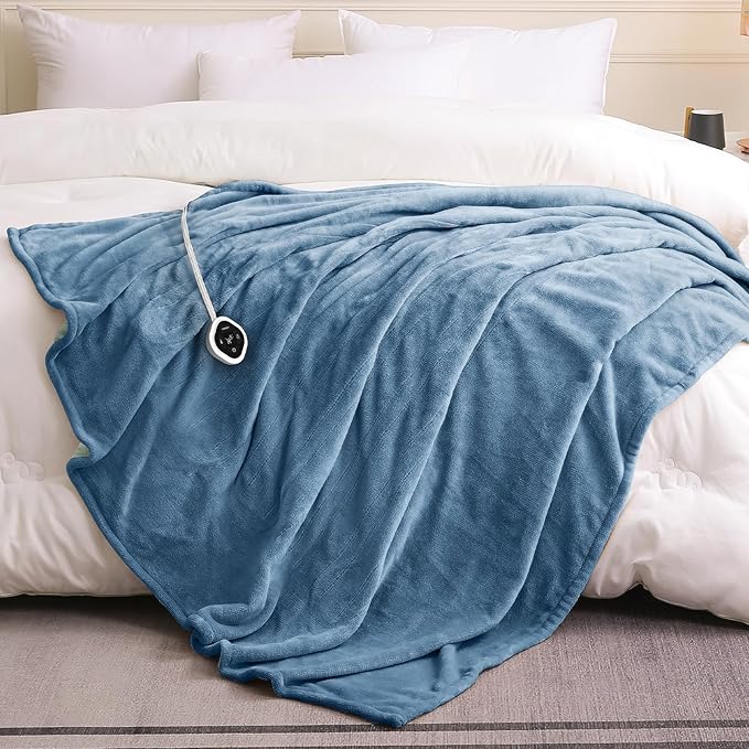 HOMLYNS LuxeHeat Heated Blanket Electric Blanket Twin Size, Soft Flannel Sherpa - Image 7