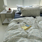 MKXI Queen Duvet Cover Set Blue White Floral Print - Image 6