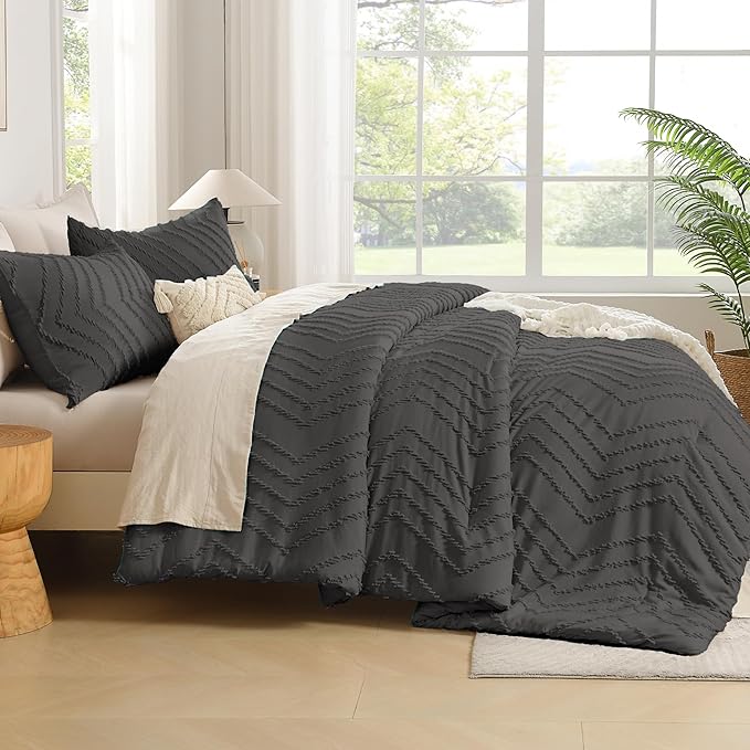 Andency Dark Grey Oversized Super King Plus Comforter Set 128x120, Extra Large - Image 7