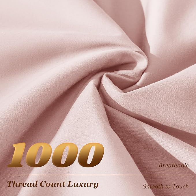 LBRO2M 100% Cotton Sheets Set Deep Pocket 19", 1000 Thread Count Full Size 4 - Image 4