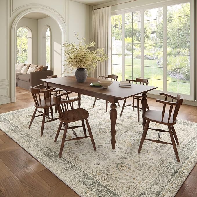 Washable 8x10 Area Rugs for Living Room, Boho Non-Slip Vintage Distress Large - Image 3