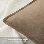 MIULEE Decorative Linen Euro Sham Pillow Covers 22x22 Inch Khaki Boho Farmhouse - Image 2