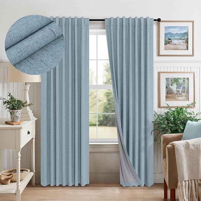 Dusty Blue Curtains for Nursery Girls Boy Bedroom 72 Inch Length 2 Panels by Pitalk