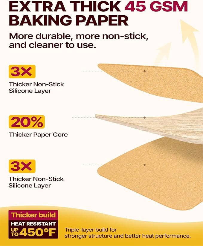 Katbite Parchment Paper Sheets Heavy Duty, 18x26 Inches 100 PCS Precut Baking - Image 5