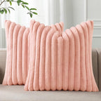 Pallene Faux Fur Plush Throw Pillow Covers 24x24 Set of 2, Luxury Soft Fluffy by PALLENE