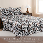 MR&HM Satin Bed Sheets with Elastic Corner Straps, Full Size Sheets Set - Image 7
