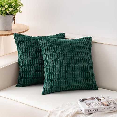 Aegero Pack of 2 Corduroy Decorative Throw Pillow Covers 26x26 InchSoft Striped by Unknown