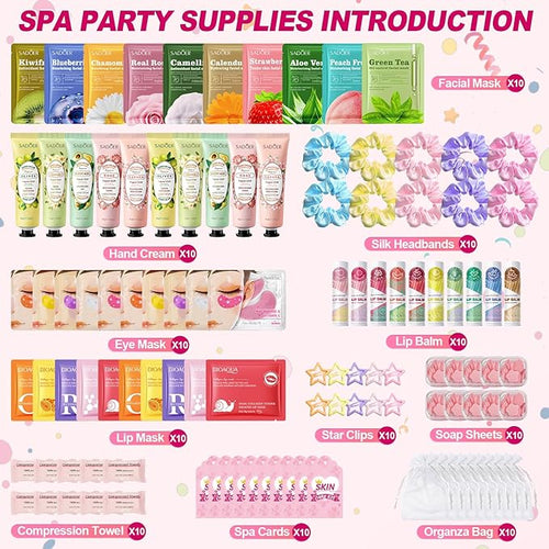 110 PCS Spa Party Supplies for Girls, Includes Face Masks, Hand Cream, Lip Balm - Image 2