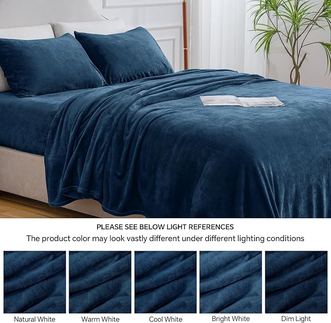 BEDELITE Flannel Sheets Twin Size Navy - Image 9