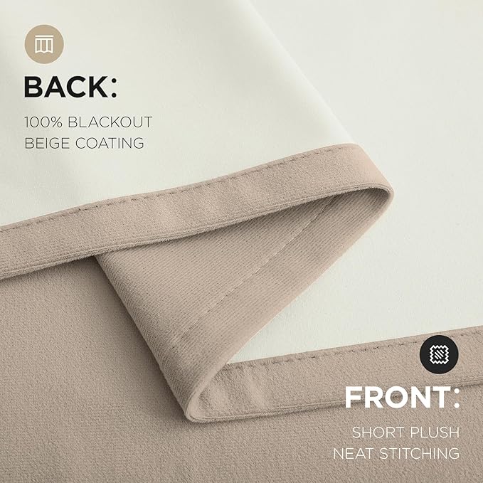 Joydeco Beige 100% Blackout Curtains 120 Inch 2 Panels, Luxury Thermal Beige - Image 8
