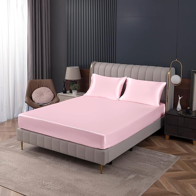 Homiest Blush Pink Satin Fitted Sheet - Image 9