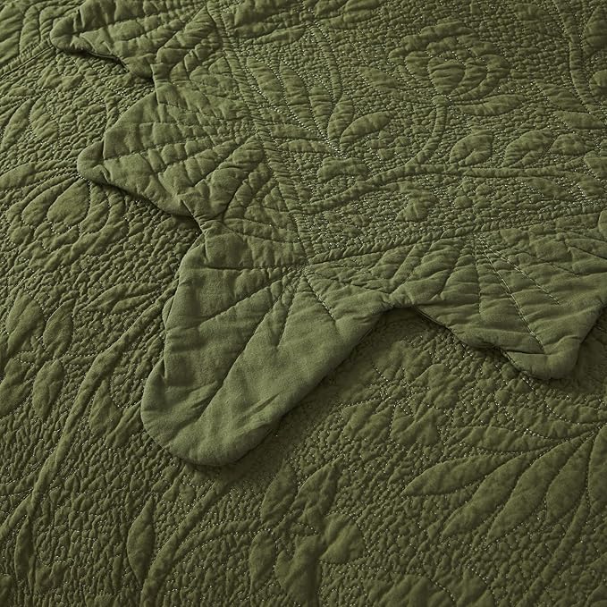 Brandream Queen Size Quilt Set Cotton Green Quilts Luxury Farmhouse Bedding Set - Image 8