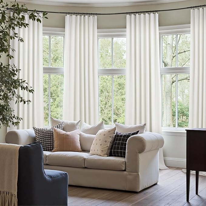 120 Inches Extra Long Curtains for Living Room 2 Panels Faux Linen Darkening - Image 6