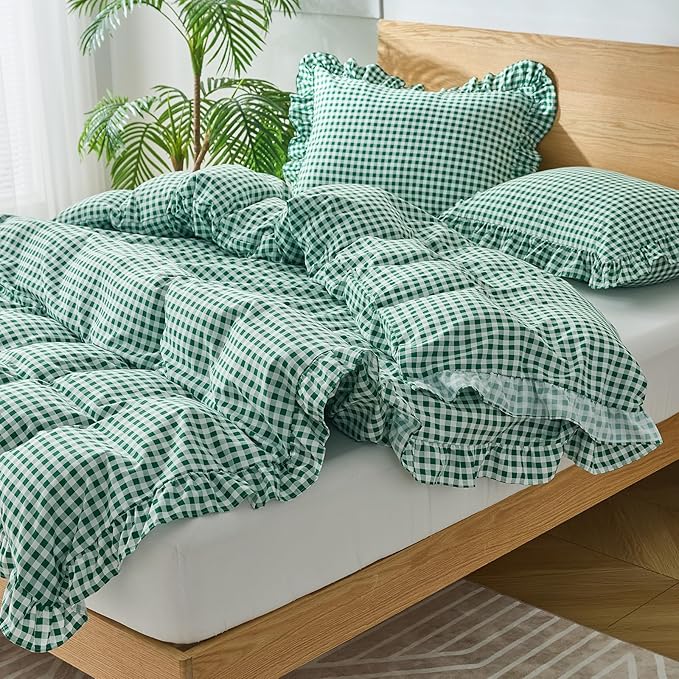 Gingham Duvet Cover Twin Size, 2 Pieces Soft Breathable Microfiber Plaid - Image 4