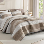 Litanika Quilt King Size Hazel, Stripe Patchwork Summer Bedspread Coverlet 3 by Litanika