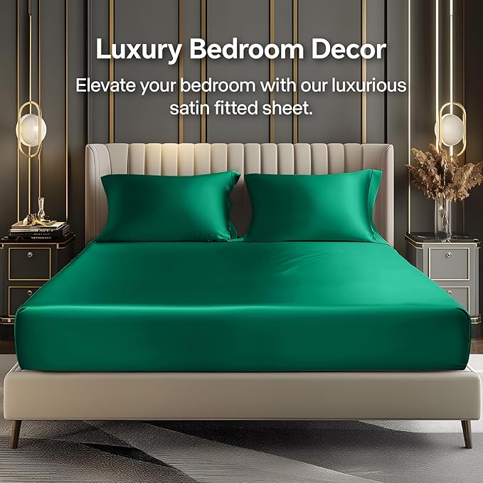 BEDELITE Satin Fitted Sheet and Pillowcase Set, Luxury Soft Similar to Silk - Image 2