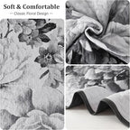WONGS BEDDING Grey Boho Floral Quilt Set Queen, Elegant Gray Flower Bedspread - Image 5
