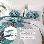Dintszyayue Boho Quilt Set King 3 Pieces Teal Aztec Texture Bedspread Coverlet - Image 5