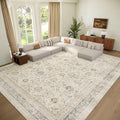 Washable 9x12 Area Rugs for Living Room, Boho Non-Slip Vintage Distress Lager by Hedwior