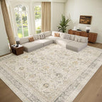 Washable 9x12 Area Rugs for Living Room, Boho Non-Slip Vintage Distress Lager by Hedwior