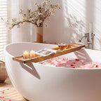 VaeFae Teak Bathtub Tray, Wooden Bath Caddy - Image 5