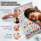 MANSPHIL Red White Cute Flowers Silk Pillowcase Standard Size, 22 Momme 100% - Image 4