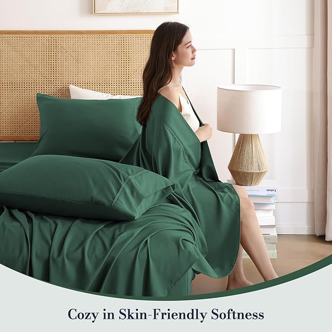 Twin Sheet Set 3 Piece, Wrinkle Free, Oeko-Tex Certified Bedsheets，Olive Green - Image 2