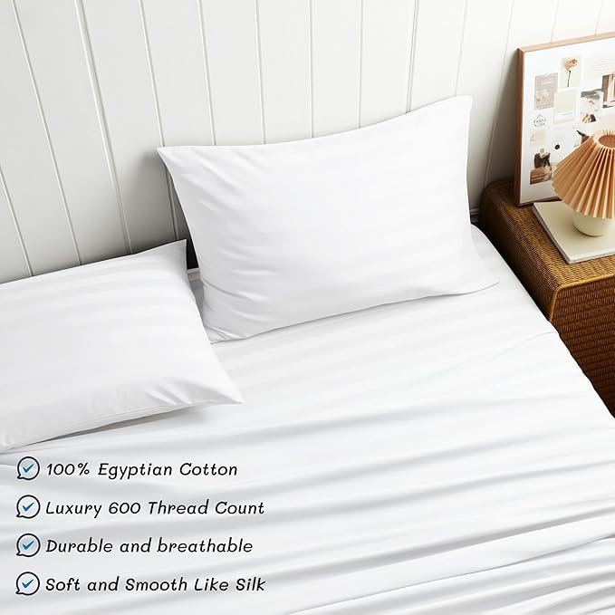Cotton Flat Sheets Only, 600 TC 100% Cotton Flat Sheet Top Sheet Only, Full - Image 2