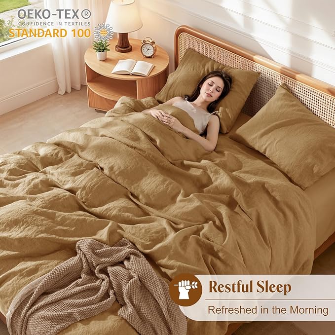 LBRO2M 100% France Linen Duvet Cover Set Full Size 3 Pcs Natural Flax Comforter - Image 6