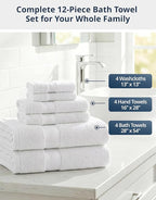 LANE LINEN 100% Mercerized Cotton Bath Towels Set of 12 – Zero Twist, 4 Bath - Image 4